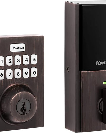 Kwikset Home Connect 620 Smart Lock Deadbolt with Z-Wave Technology, Works with Ring Alarm, Samsung Smartthings and More, Z-Wave Hub Required, Contemporary Design in Venetian Bronze Kwikset