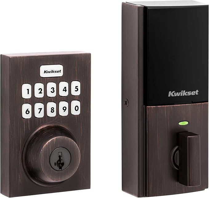 Kwikset Home Connect 620 Smart Lock Deadbolt with Z-Wave Technology, Works with Ring Alarm, Samsung Smartthings and More, Z-Wave Hub Required, Contemporary Design in Venetian Bronze Kwikset