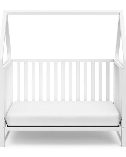 Storkcraft Orchard 5-in-1 Convertible Crib (White) – GREENGUARD Gold Certified, Canopy Style Baby Crib, Converts from Crib to Toddler Bed, Daybed and Full-Size Bed, Fits Standard Crib Mattress - LeafyLoom