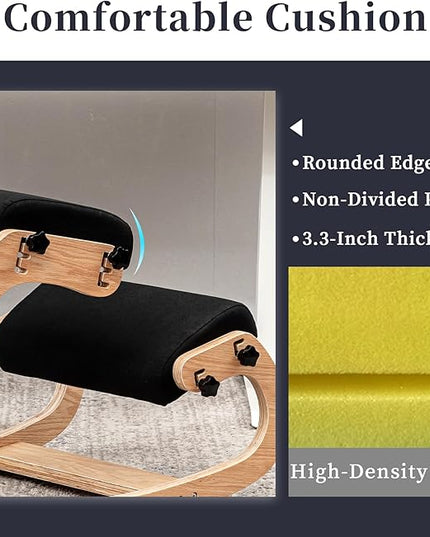 Professional Kneeling Chair with Wooden Computer Stand Comfortable Cushion Adjustable Knee Chair Ergonomic Rocking Posture Chair for Back Pain Relief - LeafyLoom