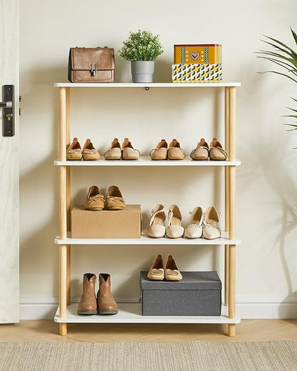 IBUYKE 4-Tier Wooden Open Bookcase - Modern Freestanding Bookshelf Storage Organizer,Standing Shelf Units,Multifunctional Display Stand for Bedroom, Living Room and Home Office, White WBC004W - LeafyLoom