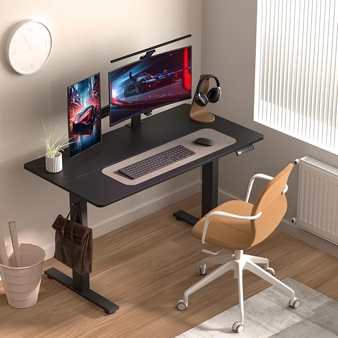 Electric Standing Desk Height Adjustable - 48 x 24 Inches Sit Stand up Desk & Memory Preset Ergonomic Rising Desks for Work, Home Office Workstation Gaming Rising Desk Study Table - LeafyLoom