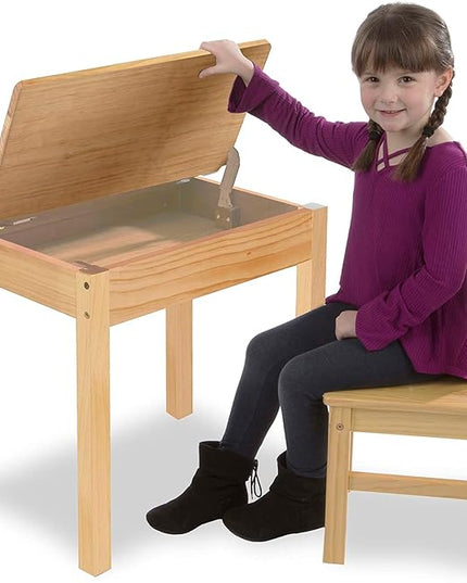 Melissa & Doug Wooden Lift-Top Desk & Chair - Honey - LeafyLoom