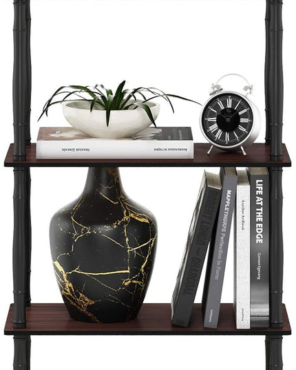 Furinno Turn-N-Tube 5-Tier Multipurpose Shelf / Display Rack / Storage Shelf / Bookshelf, Classic Tubes, Dark Cherry/Black - LeafyLoom