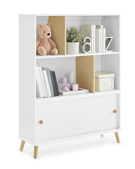 Delta Children Essex Bookcase - Greenguard Gold Certified, Bianca White/Natural - LeafyLoom