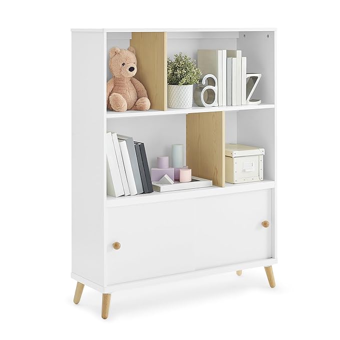 Delta Children Essex Bookcase - Greenguard Gold Certified, Bianca White/Natural - LeafyLoom