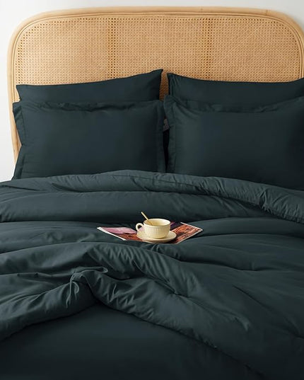 Queen Bed in a Bag 7 Pieces Bedding Comforter Set with Comforter and Sheets Navy Blue Queen Comforter Set with Sheets,Pillow Shams, Flat Sheet, Fitted Sheet and Pillowcases - LeafyLoom