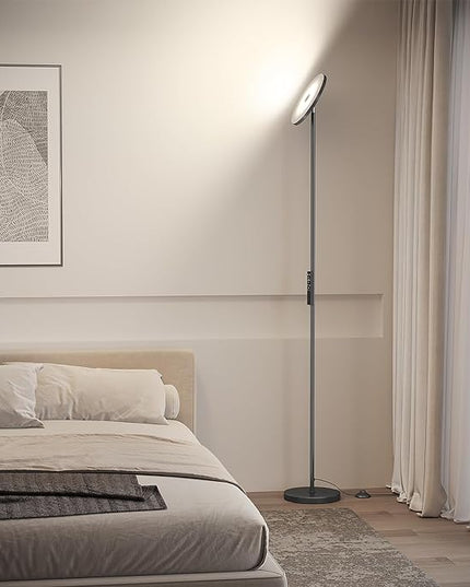 SUNMORY Floor Lamps for Living Room, 32W/3000LM Super Bright LED Floor Lamp with Remote Control, 69" Tall Standing Lamp with Stepless Dimmable, Modern Torchiere Corner Lamp for Bedroom, Office - LeafyLoom