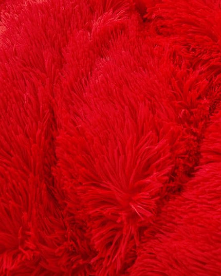 Fluffy Red comforters Cover twin size - Ultra Soft Plush red bedding Sets 2 Pieces (1 faux fur comforter Cover + 1 fuzzy pillow case) girls shaggy red twin bed set (Red, Twin) - LeafyLoom