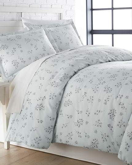 Southshore Fine Living, Inc. 3-Piece Full/Queen Comforter Set, Down Alternative All-Season Floral Comforter with Matching Shams, Soft Flowered Bedspread, Full or Queen Bedding, Sweet Florals Blue - LeafyLoom