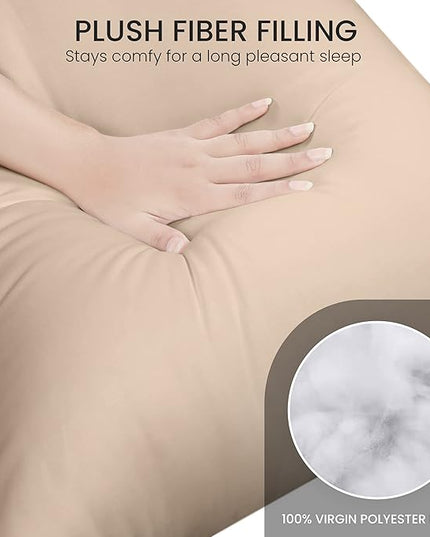 Utopia Bedding Full Body Pillow for Adults (Beige, 20 x 54 Inch), Long Pillow for Sleeping, Large Pillow Insert for Side Sleepers - LeafyLoom