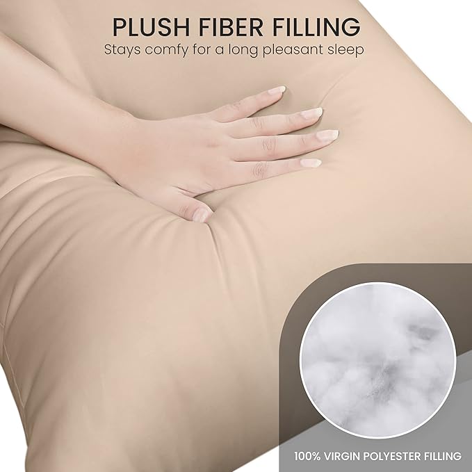 Utopia Bedding Full Body Pillow for Adults (Beige, 20 x 54 Inch), Long Pillow for Sleeping, Large Pillow Insert for Side Sleepers - LeafyLoom