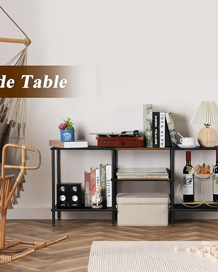 TV Stands for Living Room 50 inch TV Stand with Power Outlet Entertainment Center with Storage 3 Tier TV Console Table for 50 43 40 32 inch TV, Black - LeafyLoom