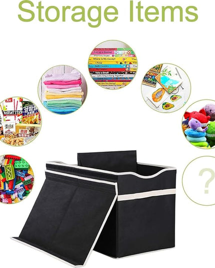 Toy Box Chest, Collapsible Sturdy Storage Bins with Lids, Extra Large Kids Toy Storage Organizer Boxes Bins Baskets for Kids, Boys, Girls, Nursery Room, Playroom, Closet (BLACK) - LeafyLoom