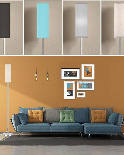 Floor Lamp for Living Room Bedroom, Modern Floor Lamp with Remote,Stepless Dimmable 12W Bulb Included,Nickel Pole and Beige Linen lampshade - LeafyLoom