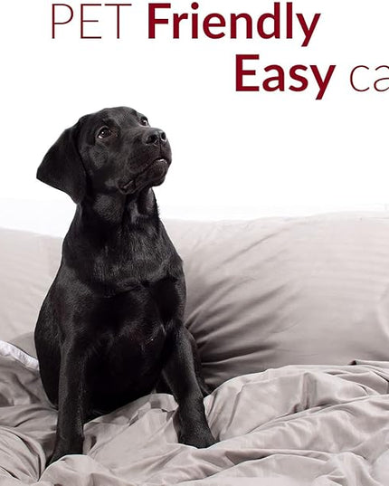Mellanni Extra Deep California King Sheets - 4 PC Iconic Collection Bedding Sheets & Pillowcases - Luxury, Ultra Soft, Cooling Bed Sheets - Extra Deep Pocket up to 21 inch (Cal King, Pinstripe Gray) - LeafyLoom