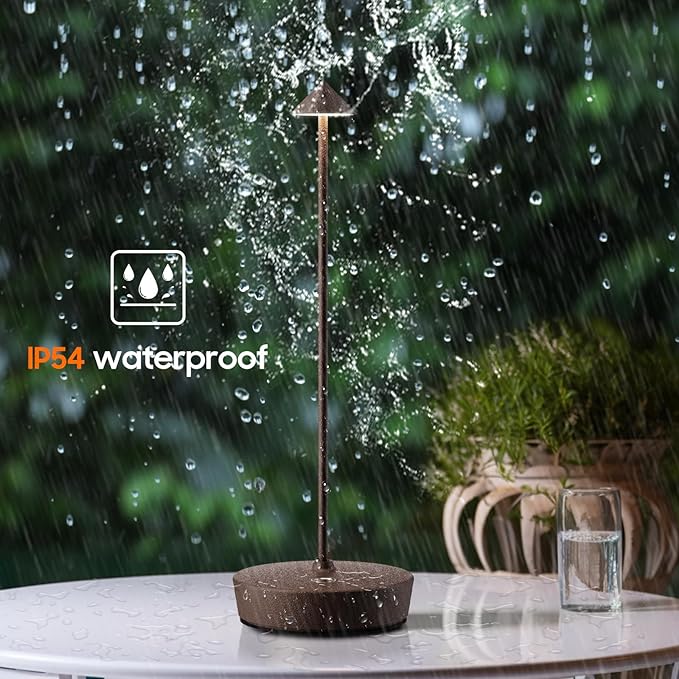 2Pack Cordless Table Lamp Rechargeable, Portable Outdoor LED Table Lamp Waterproof 6000mAh Battery Desk Lamp, 3 Color Stepless Dimming Table Light for Restaurant/Bedroom/Bar/Outdoor Party - LeafyLoom