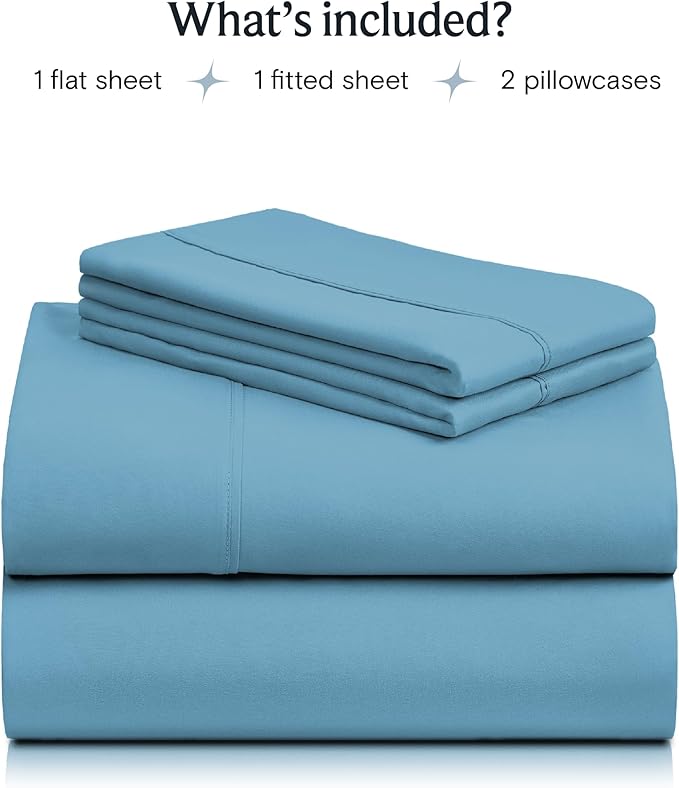 LuxClub 4 PC Sheet Set Sheets Deep Pockets 18" Eco Friendly Wrinkle Free Sheets Hypoallergenic Anti-Bacteria Machine Washable Hotel Bedding Silky Soft - Denim Twin - LeafyLoom