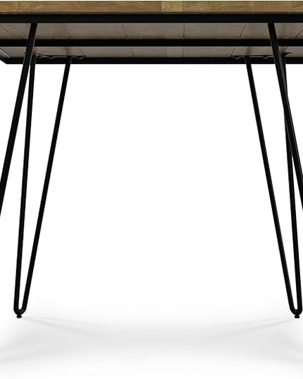 SIMPLIHOME Hunter SOLID MANGO WOOD and Metal Rectangle Industrial Table for The Dining Room, 66 inch, Light Brown - LeafyLoom