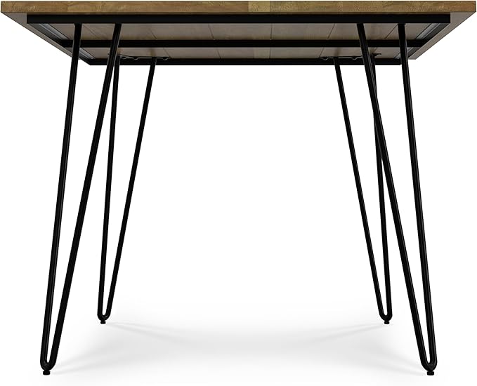 SIMPLIHOME Hunter SOLID MANGO WOOD and Metal Rectangle Industrial Table for The Dining Room, 66 inch, Light Brown - LeafyLoom