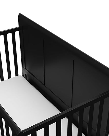Graco Asheville 4-in-1 Convertible Crib with Drawer (Black) – GREENGUARD Gold Certified, Crib with Drawer Combo, Full-Size Nursery Storage Drawer, Converts to Toddler Bed, Daybed and Full-Size Bed - LeafyLoom