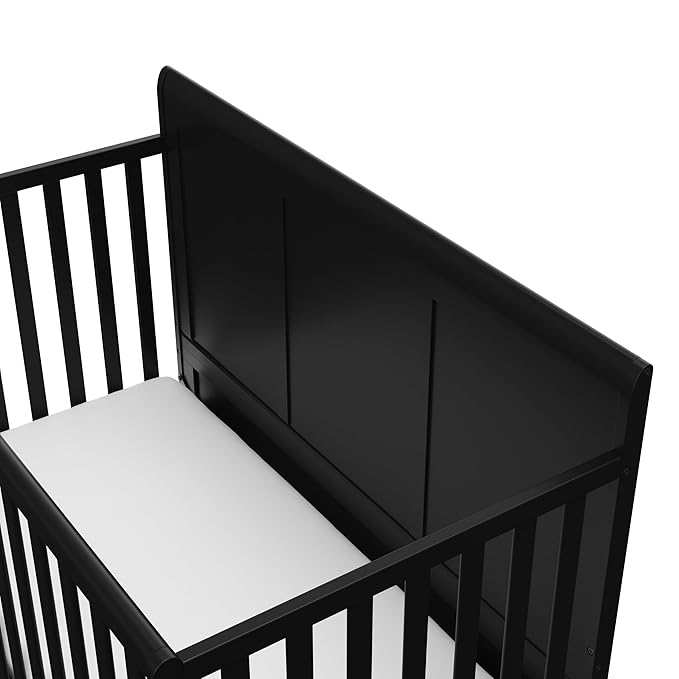 Graco Asheville 4-in-1 Convertible Crib with Drawer (Black) – GREENGUARD Gold Certified, Crib with Drawer Combo, Full-Size Nursery Storage Drawer, Converts to Toddler Bed, Daybed and Full-Size Bed - LeafyLoom