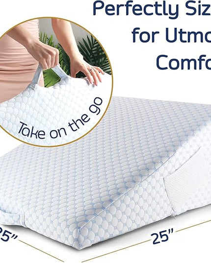 Nestl Bed Wedge Pillow - Wedge Pillow for Sleeping to Reduce Acid Reflux, Wedge Pillows for After Surgery 8-in-1 Triangle Pillow Wedge, Cooling Gel Memory Foam Wedge Snoring Pillow -12 Inch - LeafyLoom