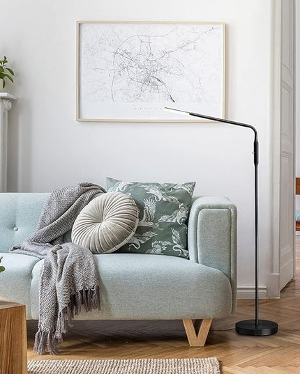 O’Bright Moon - Dimmable LED Floor Lamp, Adjustable Color Temperature for Bedside Reading, Work Light, Art/Crafting Light, Sewing, Ultra Flexible Gooseneck, Rotatable Lighting, Black - LeafyLoom