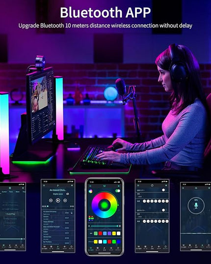 RGB Light Bar Gaming Lights RGB Backlights with Scene Modes and Music Modes for Gaming Pictures PC TV LED Lights for Gaming Desk Lights Bedroom Ambient Lighting - LeafyLoom