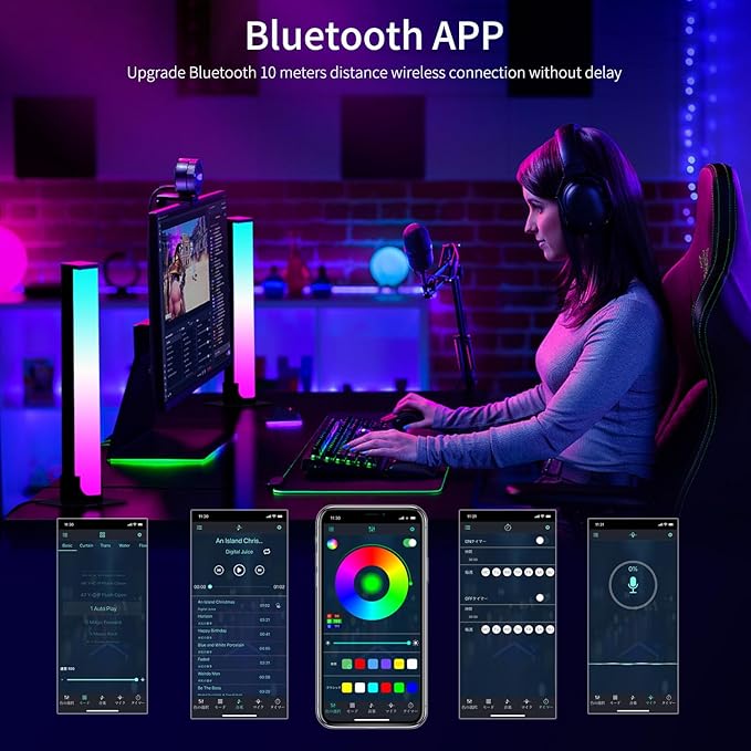 RGB Light Bar Gaming Lights RGB Backlights with Scene Modes and Music Modes for Gaming Pictures PC TV LED Lights for Gaming Desk Lights Bedroom Ambient Lighting - LeafyLoom