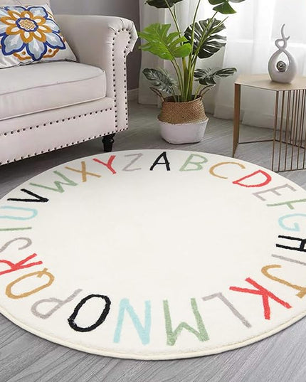 Topotdor Rainbow Round Kids Play Rug Alphabet Nursery Area Rug Extra Large Soft Crawling Play Mat for Children Toddlers Bedroom (40 inch, Multi Color) - LeafyLoom