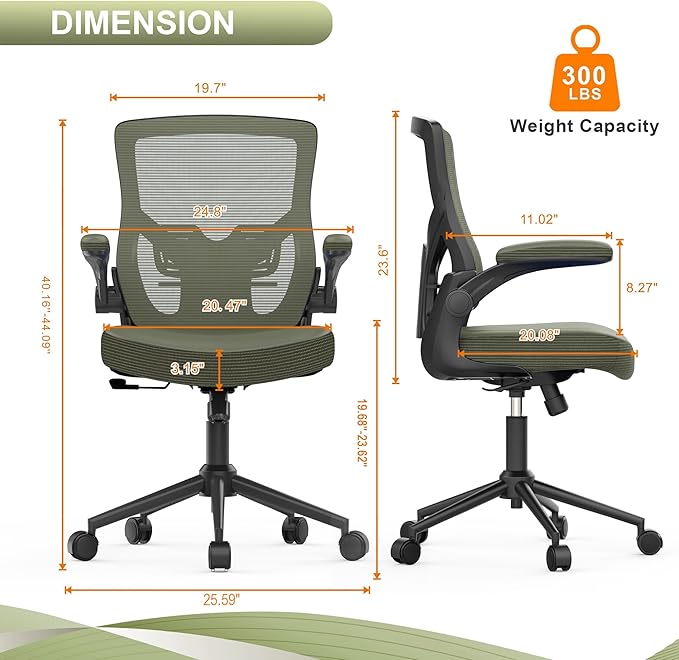 Office Chair, High Back Desk Chair Adjustable Height and Ergonomic Design Home Office Computer Chair Executive Lumbar Support Padded Flip-up Armrest Swivel Task Chair - LeafyLoom
