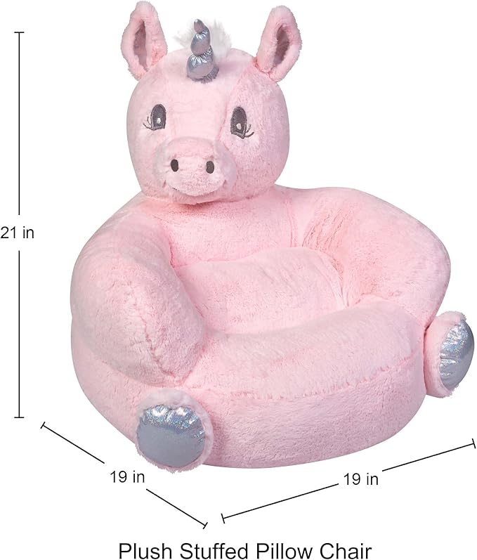 Trend Lab Pink Unicorn Toddler Chair Plush Character Kids Chair Comfy Furniture Pillow Chair for Boys and Girls, 21 x 19 x 19 inches - LeafyLoom