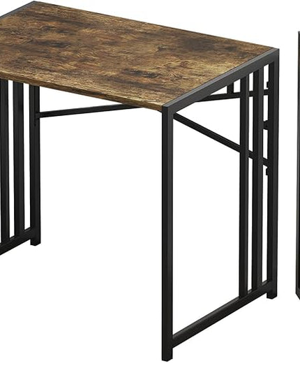 32 inch Small Folding Computer Desk, Writing Gaming Computer Desk for Small Spaces, No Assembly Required Home Office Desk, Rustic Brown - LeafyLoom