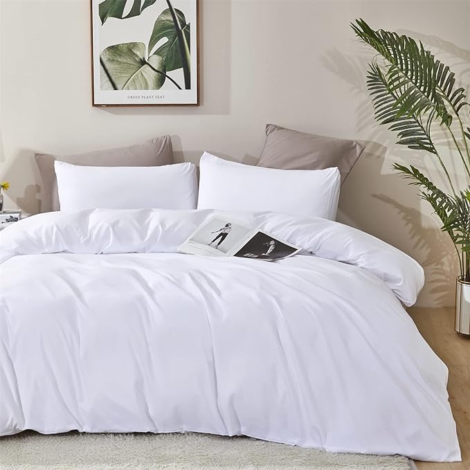 White Comforter Queen White Bedding Comforter Set Full True White Bed Set Soft Durable Solid Bright White Breathable Comforter Set Women Durable Lightweight Plain White Comforter Queen - LeafyLoom
