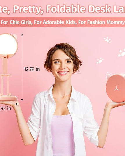 Cute Desk Lamp Foldable & Portable Lamp, Rechargeable+9 Brightness Pink Desk Lamp Kawaii Room Decor,Cute Lamp Kawaii Lamp Kawaii Desk Accessories,Pink Desk Lamp Cute Lamp Kawaii Room Decor Kawaii Lamp - LeafyLoom