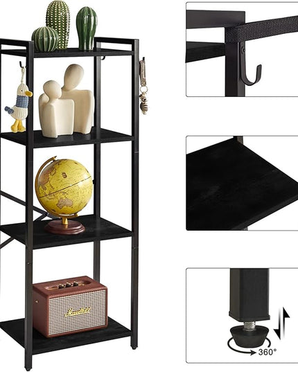 YMYNY Bookcase, 4-Tier Narrow Ladder Bookshelf, Freestanding Shelving Unit, Multifunctional Storage Rack, for Home Office Living Room Bedroom Kitchen, Plant Stand, Black, 44 * 16.9 * 11.4" UHBC004B - LeafyLoom