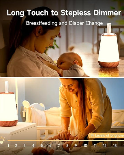 Dimmable Night Light Touch Lamp for Bedroom Rechargeable Remote Bedside Lamp Portable Hanging Table Lamp Changeable Warm White Light Perfect Toy Gift for Kids Adults - LeafyLoom