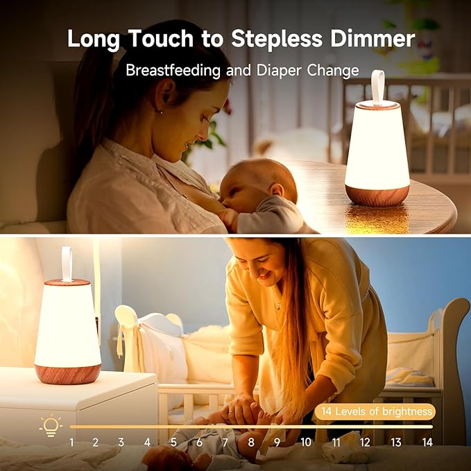 Dimmable Night Light Touch Lamp for Bedroom Rechargeable Remote Bedside Lamp Portable Hanging Table Lamp Changeable Warm White Light Perfect Toy Gift for Kids Adults - LeafyLoom