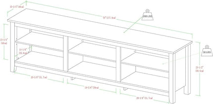 Walker Edison Wren Classic 6 Cubby TV Stand for TVs up to 80 Inches, 70 Inch, Charcoal - LeafyLoom