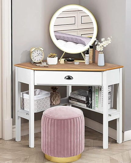 Corner Desk, Natural & White - LeafyLoom