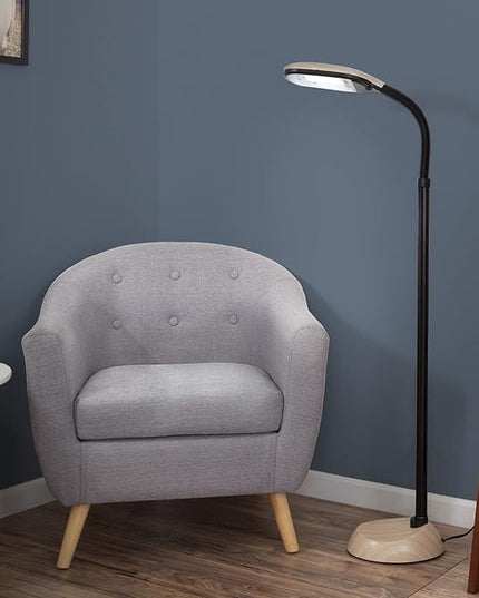 Floor Lamp - Full Spectrum Natural Sunlight Lamp with Bendable Neck - Reading, Craft, and Esthetician Light by Bedford Home (Light Woodgrain) - LeafyLoom