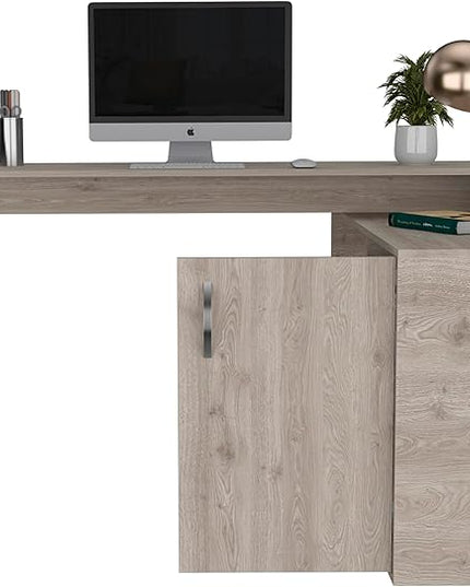 NicBex Kimberly-DW-00201-LWJ Home Office Desks, 59.64"x45.86"x30.11", Light Gray - LeafyLoom