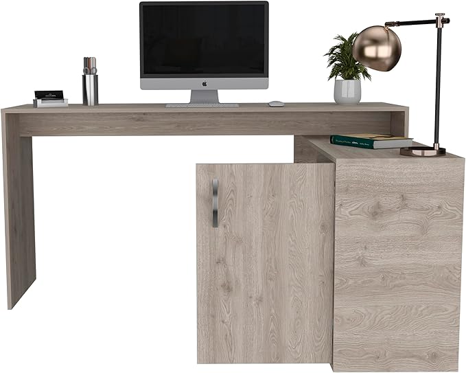 NicBex Kimberly-DW-00201-LWJ Home Office Desks, 59.64"x45.86"x30.11", Light Gray - LeafyLoom