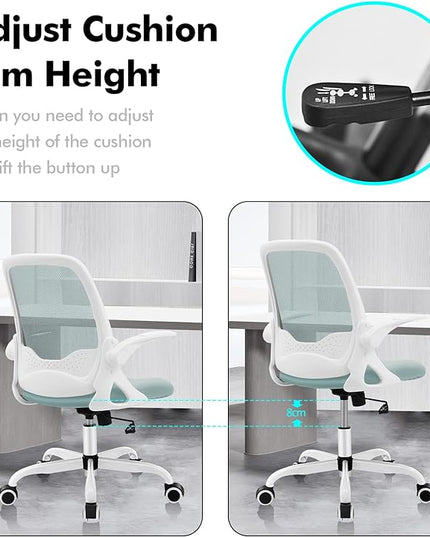 KERDOM Office Chair, Ergonomic Desk Chair, Breathable Mesh Computer Chair, Comfy Swivel Task Chair with Flip-up Armrests and Adjustable Height - LeafyLoom