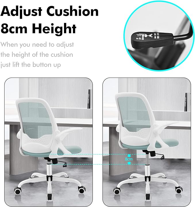 KERDOM Office Chair, Ergonomic Desk Chair, Breathable Mesh Computer Chair, Comfy Swivel Task Chair with Flip-up Armrests and Adjustable Height - LeafyLoom