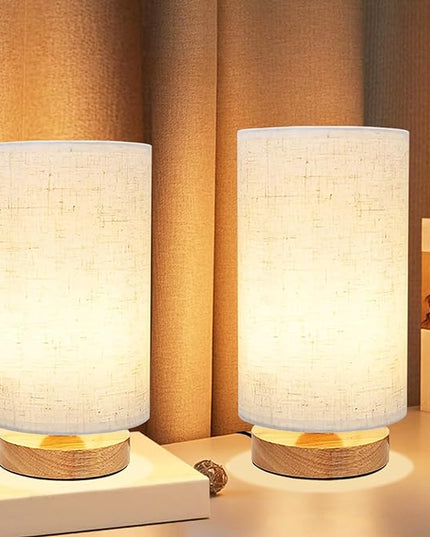 Table Lamp for Bedroom - Small Beside Touch Lamps for Night Stands Home Office - Minimalist Design Warm Light Boho Lamp - Fits in Kids,Living,Nursey Room,College Dorm - Awesome Gift Choice - Set of 2 - LeafyLoom