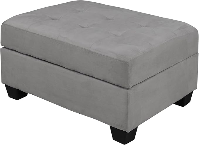 112" Modern L-Shape Sectional Sofa with Reversible Chaise &Storage Ottoman, Velvet Upholstered Couch w/Cup Holder, for Living Room, Apartment, 112 Inch, Dark Gray - LeafyLoom