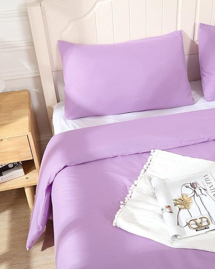 Lavender Purple Comforter King Size, Modern Bedding Set for Girls/Women, Cute Soft & Lightweight Chic Microfiber Bed Sets, 3 pcs-1 Comforter & 2 Pillowcases (104"x90") - LeafyLoom