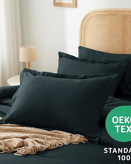King Bed in a Bag 7 Pieces Bedding Comforter Set with Comforter and Sheets Navy Blue King Bed Set with Sheets,Pillow Shams, Flat Sheet, Fitted Sheet and Pillowcases - LeafyLoom